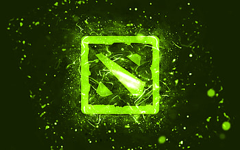 Dota 2 lime logo, , lime neon lights, creative, lime abstract background, Dota 2 logo, online games, Dota 2 HD wallpaper