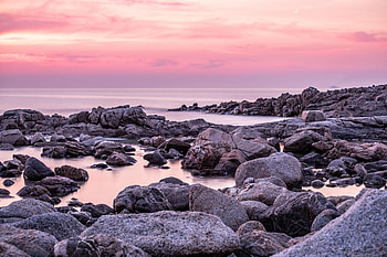 Nature, Water, Stones, Twilight, Rocks, Shore, Bank, Dusk HD wallpaper
