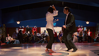 John Travolta, Vincent Vega, Dancing restaurant scene, Pulp Fiction HD wallpaper