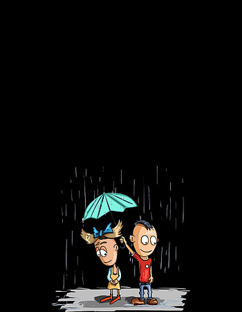 Art, Rain, Vector, Couple, Pair, Care, Umbrella HD phone wallpaper