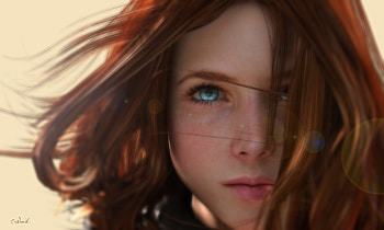 Blue Eyes Redhead Women Artwork, eyes, girls, artwork, digital-art, fantasy-girls HD wallpaper