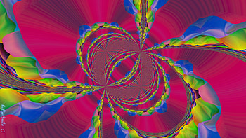 Summer Hues Fractal, blue, stripes, cherry red, red, clouds, co11ie, fractal, summery HD wallpaper