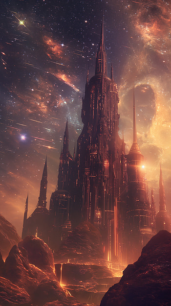 Sci-Fi Lava Castle , sci fi castle, castle, lava HD phone wallpaper