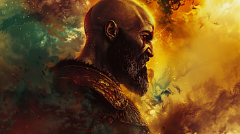 Kratos God of War, God of War, Kratos (God Of War), fantasy, warrior, profile, fantasy warrior HD wallpaper