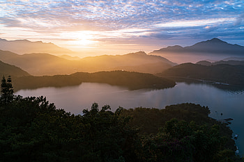 Nature, Sunset, Forest, Fog, Hills HD wallpaper