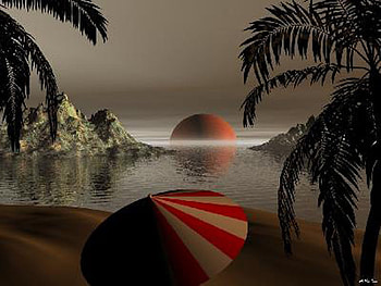 3D 022. jpg, umbrella, nature, beach, plamtrees HD wallpaper
