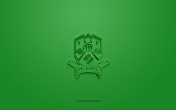 FC Gifu, creative 3D logo, green background, J3 League, 3d emblem, Japan Football Club, Gifu, Japan, 3d art, football, FC Gifu 3d logo HD wallpaper