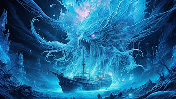 Ghost Ship, ghost, ship, blue, glow, creature HD wallpaper