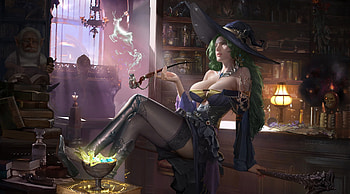 Witch, fantasy, luminos, yunhao zheng, hat, hallloween, dark, frumusete, gorgeous, superb HD wallpaper