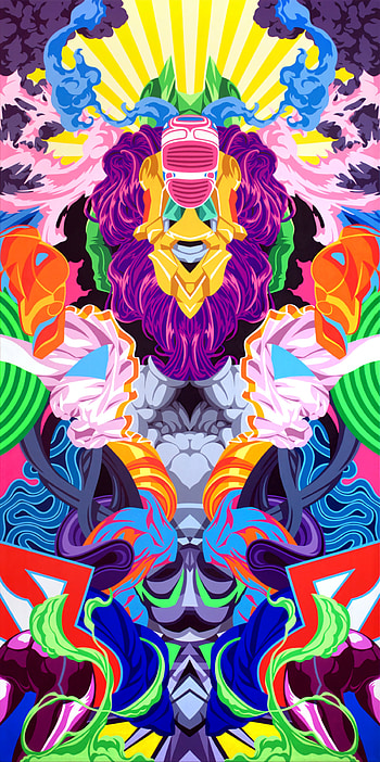 Colorful, motley, psychedelic, animals, art HD phone wallpaper