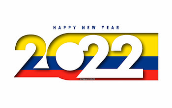 Happy New Year 2022 Colombia, white background, Colombia 2022, Colombia 2022 New Year, 2022 concepts, Colombia, Flag of Colombia HD wallpaper