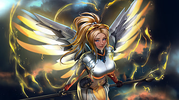 Mercy Overwatch Fearless Guardian, mercy-overwatch, overwatch, games, xbox-games, ps-games, pc-games, fantasy-girls, ai, artwork, art, digital-art, video-games, deviantart, artstation HD wallpaper