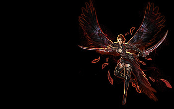 Angel, wings, black, youngmin suh, fantasy, girl HD wallpaper