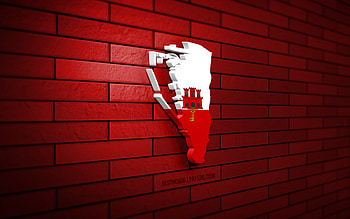 Gibraltar map, , red brickwall, European countries, Gibraltar map silhouette, Gibraltar flag, Europe, Gibraltar, flag of Gibraltar, Gibraltar 3D map HD wallpaper
