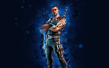 Blade, , blue neon lights, Fortnite Battle Royale, Fortnite characters, Blade Skin, Fortnite, Blade Fortnite HD wallpaper