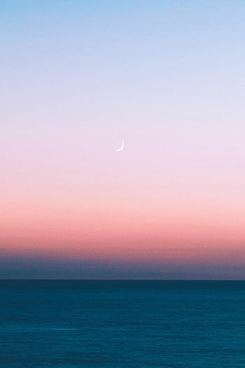 Nature, Water, Sunset, Sea, Moon, Horizon HD phone wallpaper