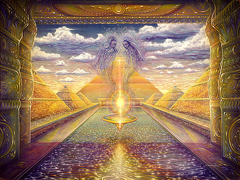 God and Goddess Meru, god, river, spirit, pyramid HD wallpaper