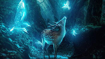 Reindeer Magical Forest, reindeer, artist, artwork, digital-art HD wallpaper