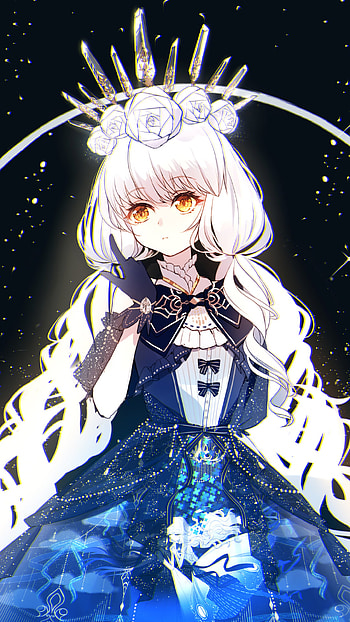 Ivory Halo — Golden-Eyed Anime Girl, yellow eyes, white hair, Anime, girl, anime girl HD phone wallpaper