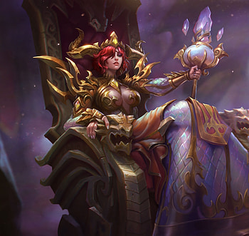 Queen, red head, Smite, video game HD wallpaper