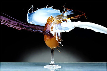 Mixing a drink, two, combining, air, glass, drinks, different HD wallpaper