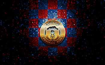 Sabah FC, glitter logo, Malaysia Super League, red blue checkered background, soccer, malaysian football club, Sabah FC logo, mosaic art, football, FC Sabah HD wallpaper