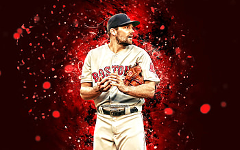 Nathan Eovaldi, red neon lights, , Boston Red Sox, MLB, pitcher, baseball, Nathan Edward Eovaldi, artwork, Nathan Eovaldi Boston Red Sox, Nathan Eovaldi HD wallpaper
