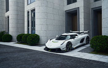 Koenigsegg Jesko, hypercar, front view, new white Jesko, supercars, luxury cars, Koenigsegg HD wallpaper