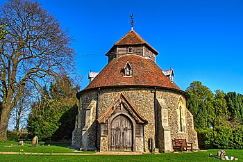 Church of St John the Baptist at Little Maplestead, old, Blue sky, Church, religion HD wallpaper
