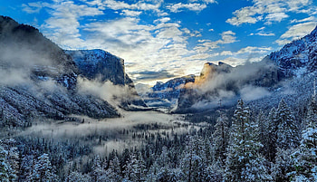 Winter in Yosemite National Park, Winter, Nature, Tree, Mountain HD wallpaper