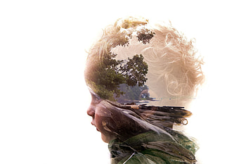 Nature, Art, Child, Profile, Face, Double Exposure HD wallpaper