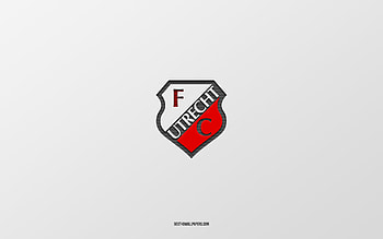 FC Utrecht, white background, Dutch football team, FC Utrecht emblem, Eredivisie, Utrecht, Netherlands, football, FC Utrecht logo HD wallpaper