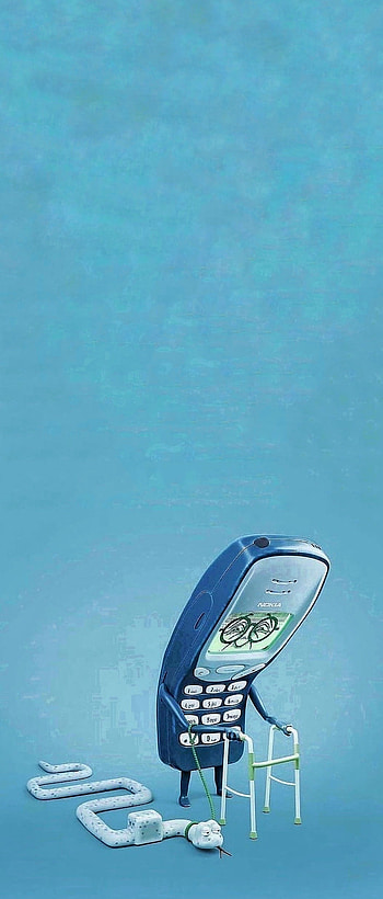 Nokia, blue, light blue, extremely old, old, very old HD phone wallpaper