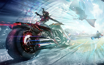 Sci-fi art artwork motorbike chopper girl motorcycle bike spaceship | | 684053 | UP HD wallpaper