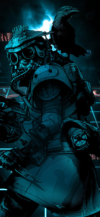 BloodHound, electric blue, art, game, gaming, blue, dark, games, crow, apex legends, apex HD phone wallpaper