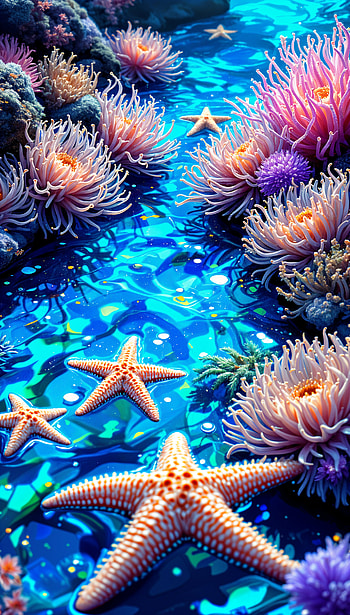 Tide Pool Serenity: A Stunning , coral reef, underwater, marine life HD phone wallpaper