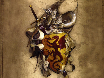 knight, shield, dragon, horse HD wallpaper