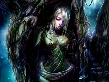 Cracked, girl, fantasy, dark, green HD wallpaper