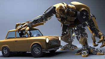3D, Car, Robot, Crash, Wreck HD wallpaper
