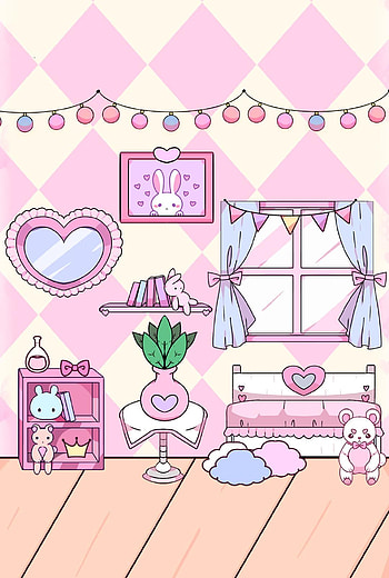 Cutie Pixel room, Pink, Bedroom HD phone wallpaper
