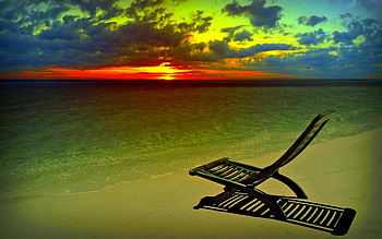 TAKE a REST, Sunset, Deckchair, Sea, Clouds, beach HD wallpaper