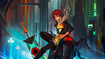 Cyberpunk Girl Bike, artist, artwork, digital-art, artstation HD wallpaper