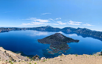 Crater Lake, summer, mountains, beautiful nature, USA, Crater Lake National Park, America, Crater Lake in summer HD wallpaper