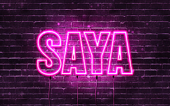 Happy Birtay Saya, , pink neon lights, Saya name, creative, Saya Happy Birtay, Saya Birtay, popular japanese female names, with Saya name, Saya HD wallpaper