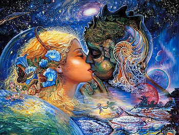 abstract, kiss, fantasy, 3d HD wallpaper