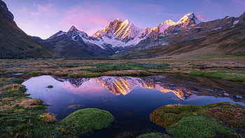 The magic of the Peruvian Andes across the Huayhuash mountain range, lake, Peru, reflection, landscape, mountains, water, sunset HD wallpaper