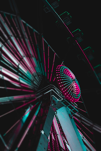 Dark, Miscellanea, Miscellaneous, Multicolored, Motley, Backlight, Illumination, Ferris Wheel, Illuminations HD phone wallpaper