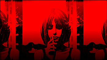 Woman with a smoke in red, woman, red, smoke HD wallpaper