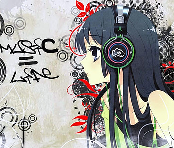 Heads, music, blue eyes, anime, green HD wallpaper