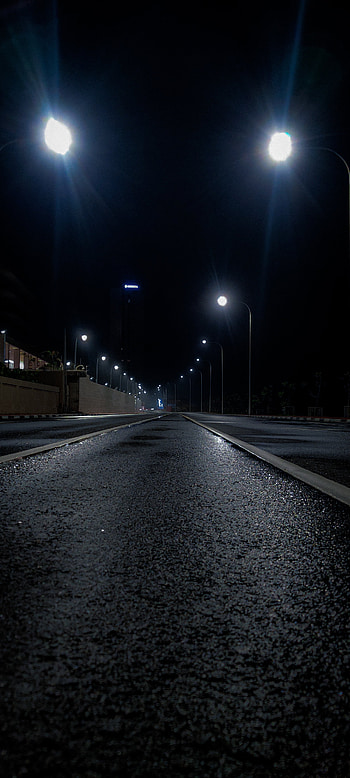 Night road, atmosphere, sky, light HD phone wallpaper
